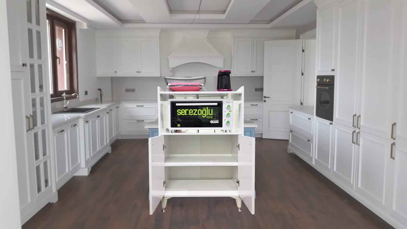 Hamarat Çok Amaçlı Fırın Dolabı, Erzak, Mutfak, Balkon, Banyo, Ofis-2 Bölmeli-75x120x45-Parlak Beyaz