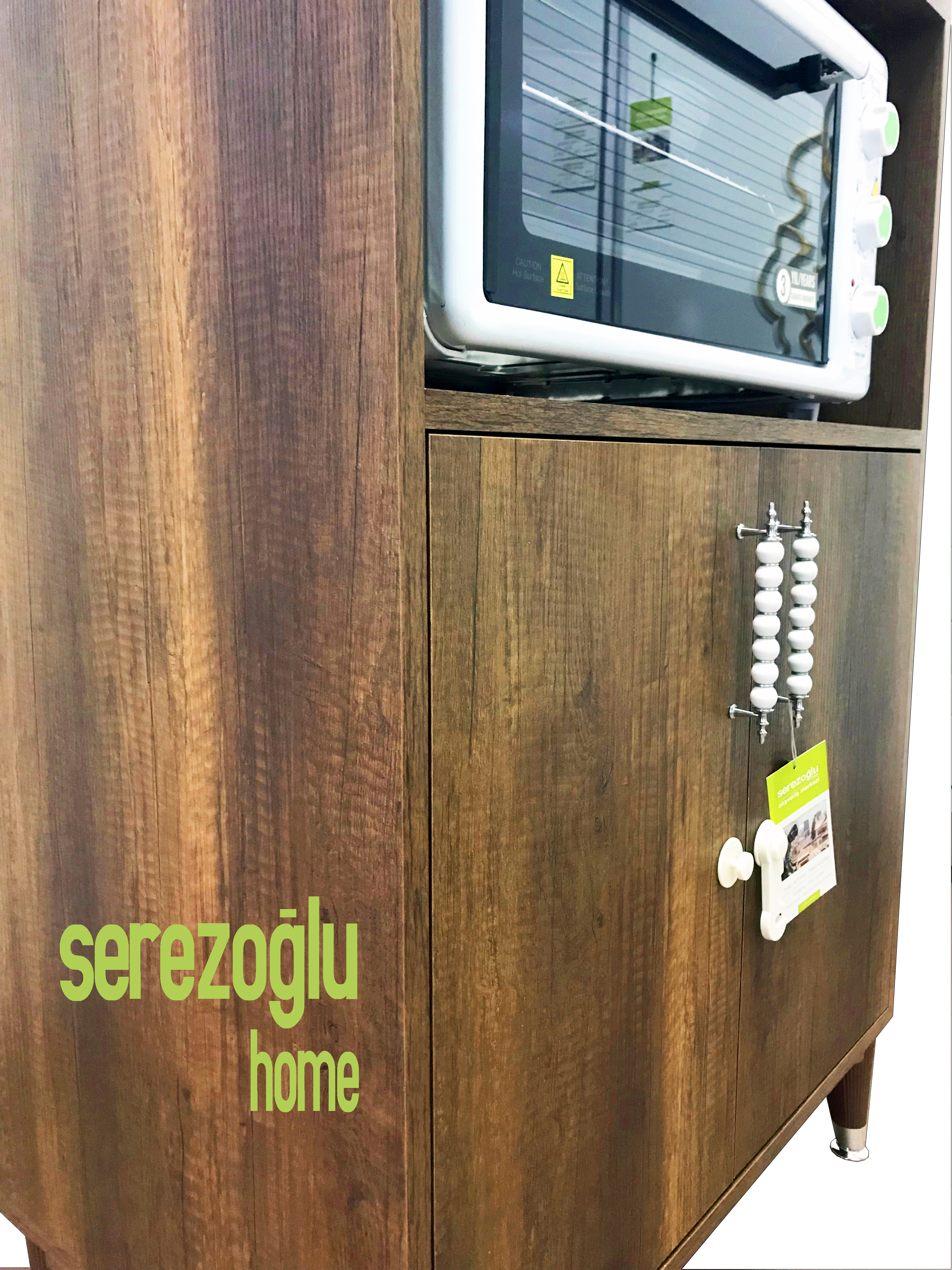 Hamarat Çok Amaçlı Fırın Dolabı, Erzak, Mutfak, Balkon, Banyo, Ofis-2 Bölmeli-75x120x45-Ceviz