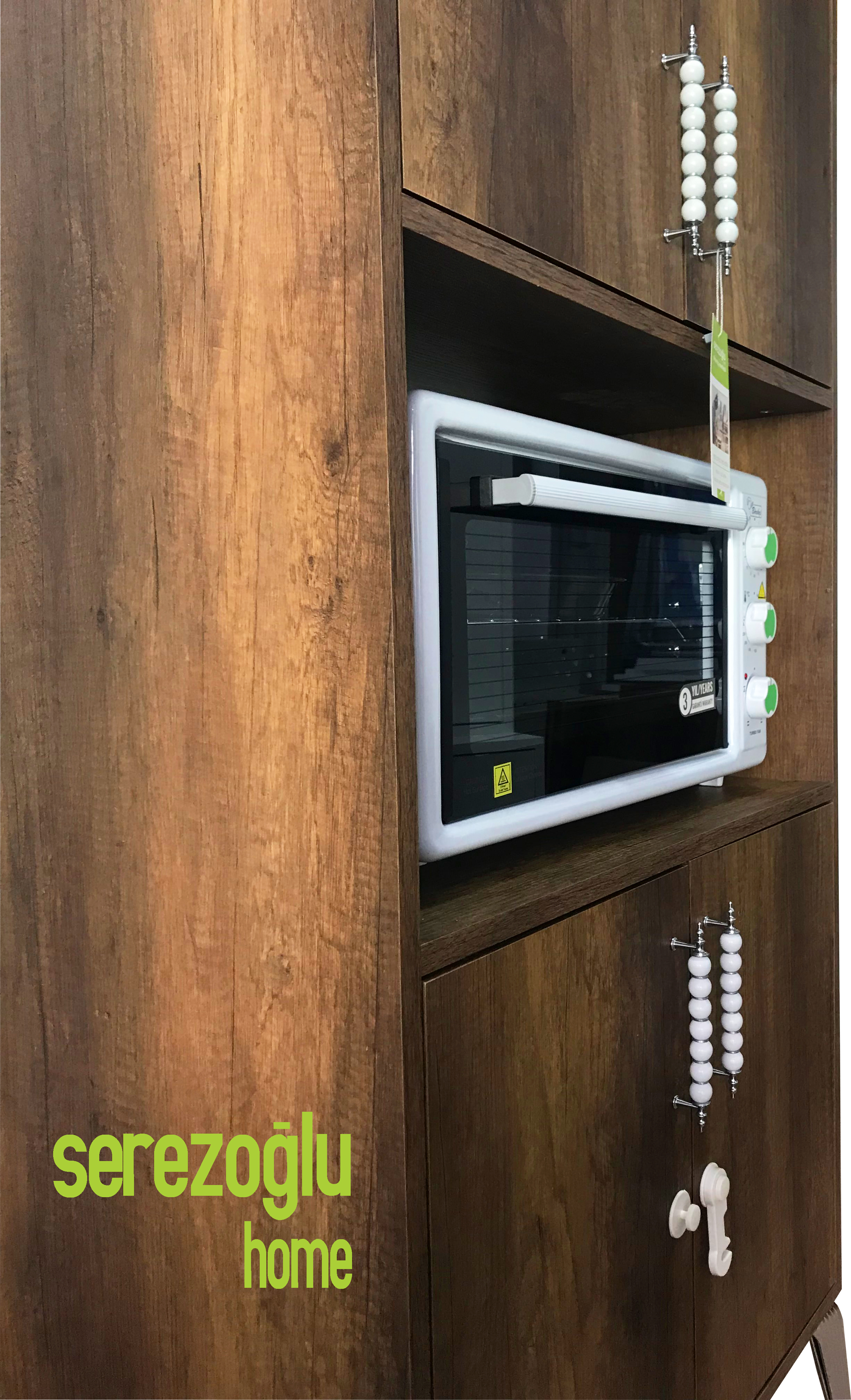 Hamarat Large Çok Amaçlı Fırın Dolabı, Erzak, Mutfak, Balkon, Banyo-4 Bölmeli-Ceviz