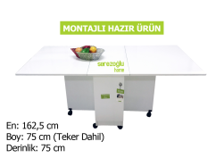 Hamarat 8 Kişilik Katlanır Yemek Masası, Açılır Kapanır Masa, Mutfak Masa-Tekerli